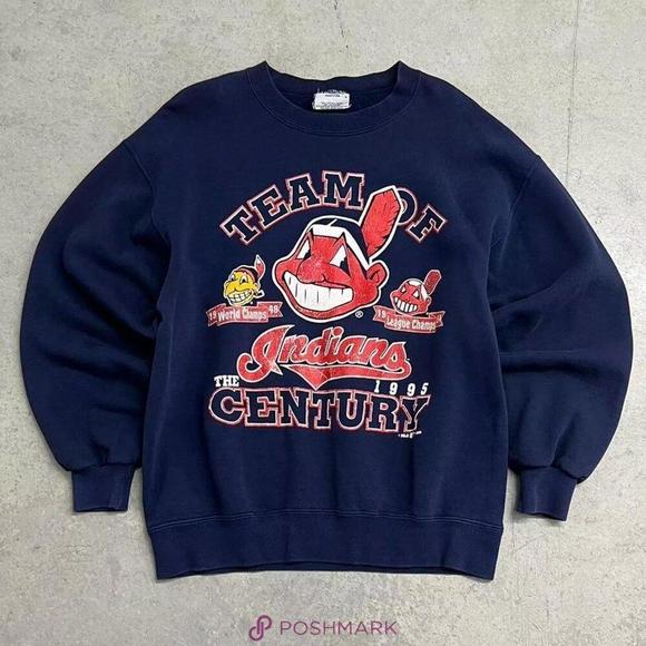 Team Of Cleveland Indians Logo Navy Color Unisex Sweatshirt Shirt - Picture 1 of 4